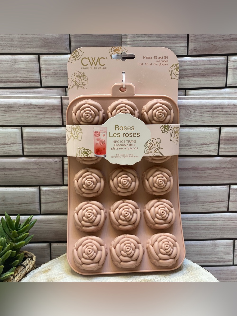 CWC ❤️Beautiful Roses shaped 4PC Ice Trays  mold BPA Free DIY NWT